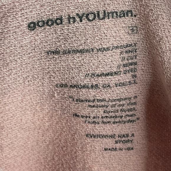 Good hYOUman Anya Cropped Hoodie Sweatshirt For All Woman Kind Pink SZ Small - Picture 8 of 9